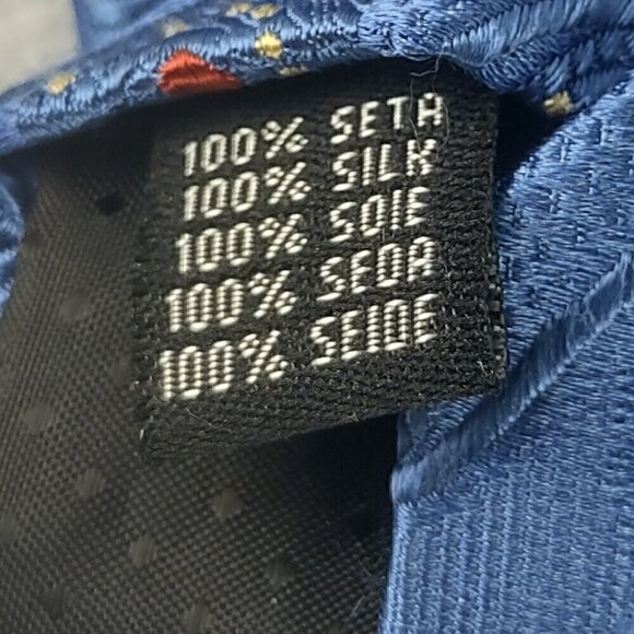 Rooster Men's Blue, Gold, Brown, Paisley Look 100% Silk Necktie - Picture 8 of 9